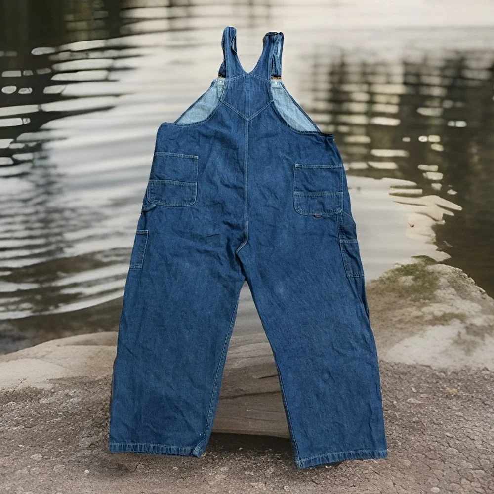 Y2k‎ Berne Washed Blue Denim Bib Overalls 50